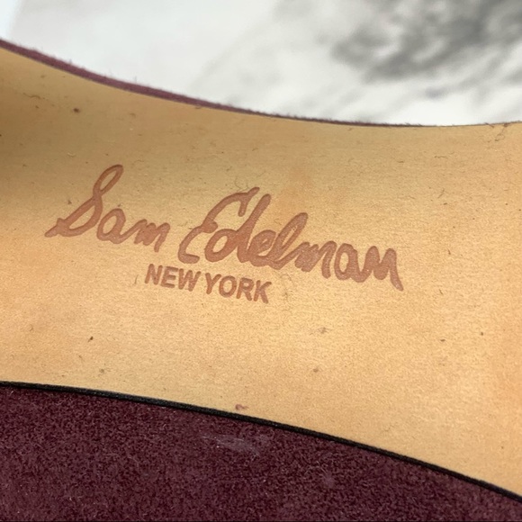 Sam Edelman Keaton burgundy suede platform dress bootie rear zip 9 event chic - Picture 12 of 15